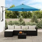 vidaXL Wandparasol met LEDs 290 cm zeeblauw, Tuin en Terras, Parasols, Verzenden, Nieuw, 2 tot 3 meter, Muurparasol
