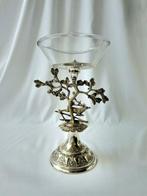 Art Nouveau - Stag - Kom op een voet - Glas, Verzilverd, Antiek en Kunst