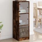 vidaXL buffetkast met glazen deuren 35x37x109 cm gerookt, Huis en Inrichting, Kasten | Buffetkasten, Minder dan 50 cm, Verzenden