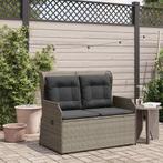 vidaXL Tuinbank met kussen Grijs Poly riet, Tuin en Terras, Verzenden, Nieuw, Rotan