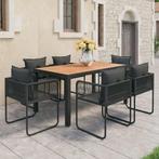vidaXL 7-delige Tuinset PVC-rattan zwart en bruin, Tuin en Terras, Tuinsets en Loungesets, Kunststof, Verzenden, 6 zitplaatsen