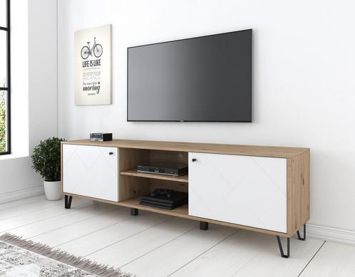TV-Meubel wit eiken 180 cm TV kast, Huis en Inrichting, Kasten | Televisiemeubels, 150 tot 200 cm, 25 tot 50 cm, Nieuw, Overige materialen