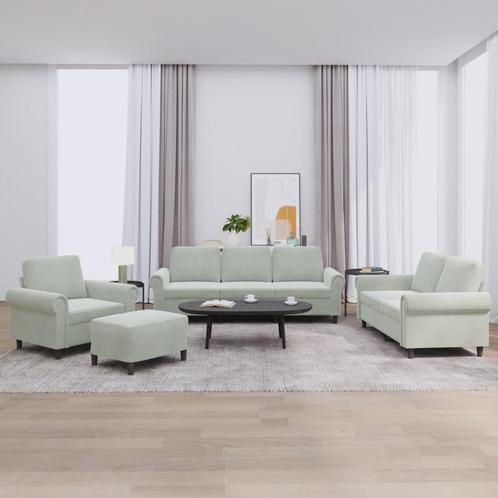 vidaXL 4-delige Loungeset met kussens fluweel lichtgrijs, Huis en Inrichting, Banken | Bankstellen, Nieuw, Stof, Vierpersoons of meer