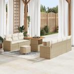 vidaXL Tuin Sofa Set 10 pcs Beige poly rattan, Verzenden, Nieuw