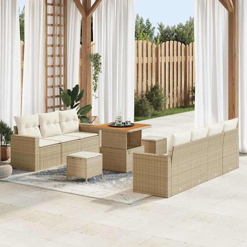 vidaXL Tuin Sofa Set 10 pcs Beige poly rattan, Tuin en Terras, Tuinsets en Loungesets, Nieuw, Verzenden