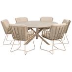 Prado Fabrice dining tuinset 160xH75 cm rond keramiek latte, Ophalen of Verzenden, Nieuw