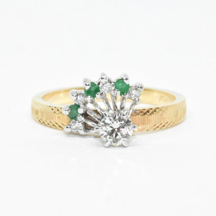 Cocktailring - 14 karaat Geel goud - 0.46ct. tw. Diamant, Sieraden, Tassen en Uiterlijk, Antieke sieraden