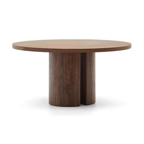 *WOONWINKEL* Kave Home Nealy Ronde Eettafel Walnootfineer, Huis en Inrichting, Tafels | Eettafels, Nieuw, Verzenden