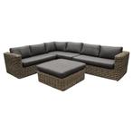 Cervo hoek loungeset 5-delige grijs wicker, Tuin en Terras, Tuinsets en Loungesets, Ophalen of Verzenden, Nieuw
