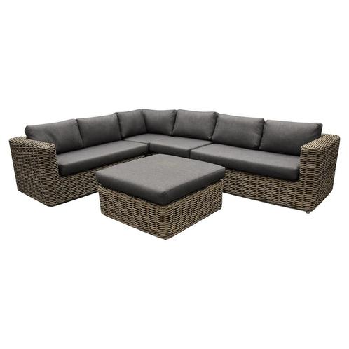 Cervo hoek loungeset 5-delige grijs wicker, Tuin en Terras, Tuinsets en Loungesets, Nieuw, Ophalen of Verzenden