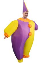 KIMU® Opblaas Kostuum Clown Geel Paars Opblaasbaar Pak Clown, Kleding | Heren, Carnavalskleding en Feestkleding, Carnaval, Nieuw