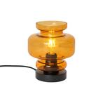 Retro tafellamp zwart met oranje glas - Denise, Huis en Inrichting, Lampen | Tafellampen, Nieuw, Glas, Retro, Minder dan 50 cm