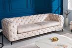 Chesterfield 3-zitsbank MODERN BAROK 235cm champagne fluweel, Huis en Inrichting, Ophalen of Verzenden, Nieuw