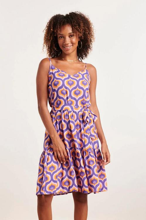 -30% Smashed Lemon  Smashed Lemon 24337 retro bedrukte spagh, Kleding | Dames, Jurken, Paars, Nieuw, Verzenden