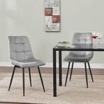 Stalen Eetkamerstoelen Blanca - Set van 2 - Lichtgrijs - Flu, Huis en Inrichting, Verzenden, Nieuw