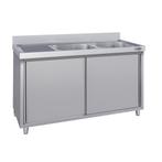 GGM Gastro | Spoelkast ECO - 1400x600mm - met 2 spoelbakken, Verzenden, Nieuw in verpakking, RVS Meubilair