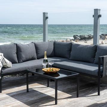 Loungeset donkergrijs 2 delig | Hoek loungeset beschikbaar voor biedingen