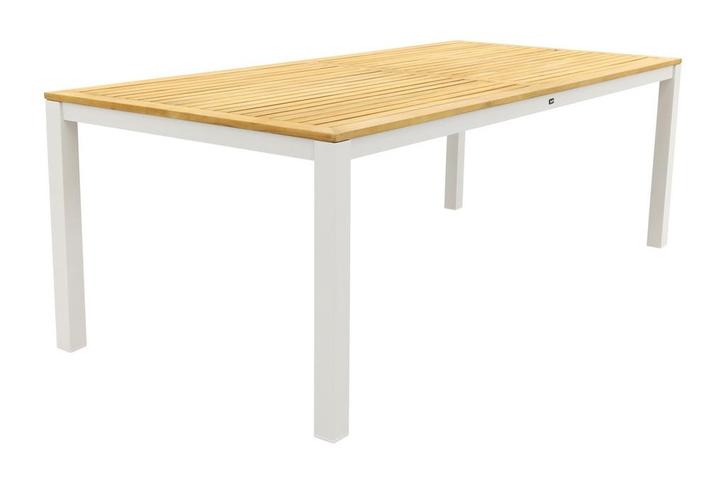 Hartman Sonata tuintafel 220x100 cm. - Teak - wit, Tuin en Terras, Tuintafels, Nieuw, Hout, Rond, Verzenden