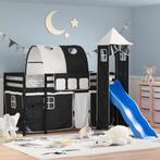 vidaXL Kinderhoogslaper met toren 90x200 cm grenenhout wit, Huis en Inrichting, 90 cm, Eenpersoons, Verzenden, Zwart