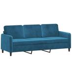 Bank 180cm Fluweel Blauw | Tweedekansje | OP=OP, Huis en Inrichting, Banken | Bankstellen, 75 tot 100 cm, Ophalen of Verzenden