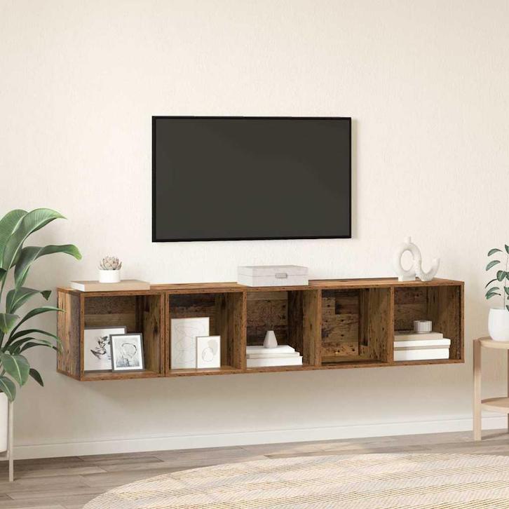 vidaXL TV-kast set 2 pcs Oud hout 37 x 37 x 142.5 cm Bewerkt, Huis en Inrichting, Kasten | Televisiemeubels, Nieuw, Minder dan 50 cm