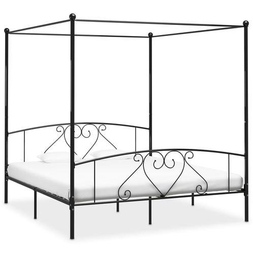 vidaXL Hemelbedframe metaal zwart 200x200 cm, Huis en Inrichting, Slaapkamer | Bedden, Overige maten, 200 cm, Zwart, Tweepersoons