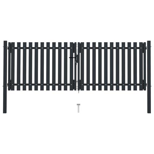 vidaXL Poort dubbel 306x125 cm staal antraciet, Tuin en Terras, Tuinpoorten, Nieuw, Verzenden