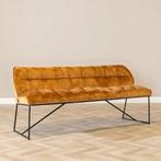 40% Korting: Velvet eetkamerbank Janna okergeel 155 cm, Huis en Inrichting, Stoelen, Ophalen, Zo goed als nieuw, Velvet chique, Modern