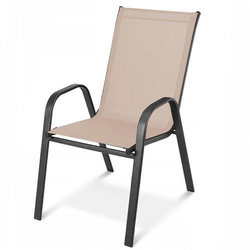 Elegante tuinstoel met textielbekleding - Beige - 54x65x89cm, Tuin en Terras, Tuinstoelen, Nieuw, Metaal, Ophalen of Verzenden