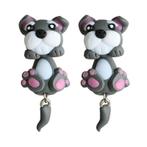 Fako Bijoux® - Oorbellen - Dansende Hond - Grijs/Roze, Verzenden, Nieuw