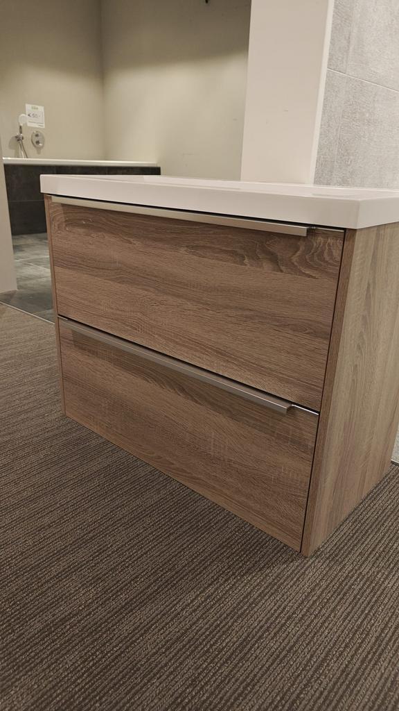 Badmeubel eiken kleur met wasbak ONDIEP 80x40cm NIEUW, Huis en Inrichting, Badkamer | Badkamermeubels, Wastafelkast, Nieuw, Verzenden