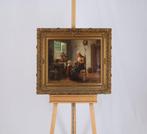 Jan Knikker Junior (1911-1990) - Interieur met moeder en, Antiek en Kunst