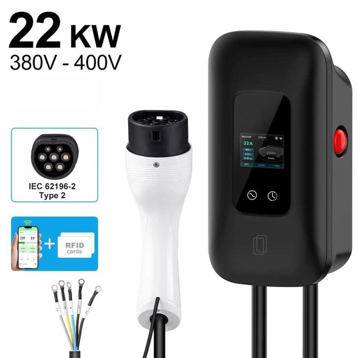 Wallbox/Laadpaal 22KW 32A 3-Fase Type 2 met App besturing, Auto diversen, Laadpalen, Laadpaal, Nieuw, Verzenden