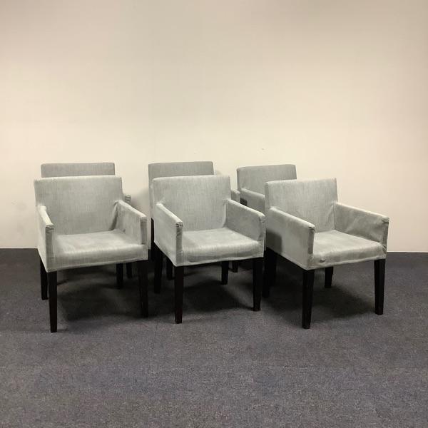 complete set van 6 x eetkamer fauteuil, grijs - bruin, Huis en Inrichting, Fauteuils, Gebruikt, Stof, Ophalen of Verzenden