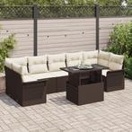 vidaXL 8-delige Tuinset met Kussens in Bruin Poly Rattan, Verzenden, Nieuw, Rotan, Tuinset