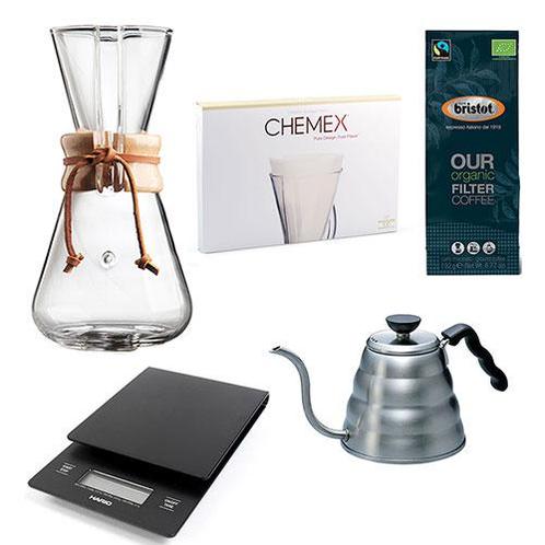 Chemex starter kit 3-Kops (slow coffee), Witgoed en Apparatuur, Koffiemachine-accessoires, Nieuw, Ophalen of Verzenden