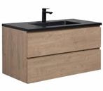 Badkamermeubel Set Angela 100cm Kastanje Eiken Badmeubel, Verzenden, Nieuw, Wastafelkast