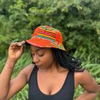 Bucket hat / Vissershoedje met Afrikaanse print - Rode kente, Kleding | Heren, Ophalen of Verzenden, Nieuw