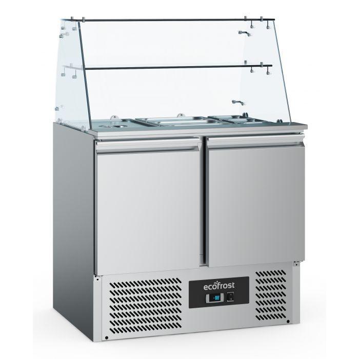 Ecofrost Saladette glasopstand | RVS | 240L | 2 deurs | 2x 1, Witgoed en Apparatuur, Koelkasten en IJskasten, Ophalen of Verzenden