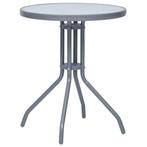 vidaXL Tuintafel 60 cm staal en glas lichtgrijs, Verzenden, Nieuw