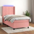 vidaXL Boxspring met matras en LED fluweel roze 80x200 cm, Huis en Inrichting, Eenpersoons, Verzenden, Nieuw, 80 cm