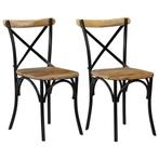 vidaXL Kruisstoelen 2 st massief mangohout zwart, Huis en Inrichting, Stoelen, Verzenden, Nieuw, Zwart