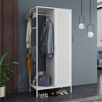 Kledingkast Puumala metaal 180x80x45 cm wit [en.casa]