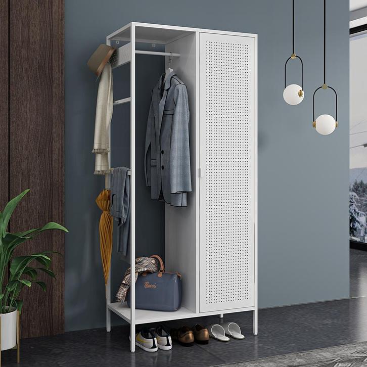 Kledingkast Puumala metaal 180x80x45 cm wit [en.casa], Huis en Inrichting, Kasten | Kledingkasten, Verzenden