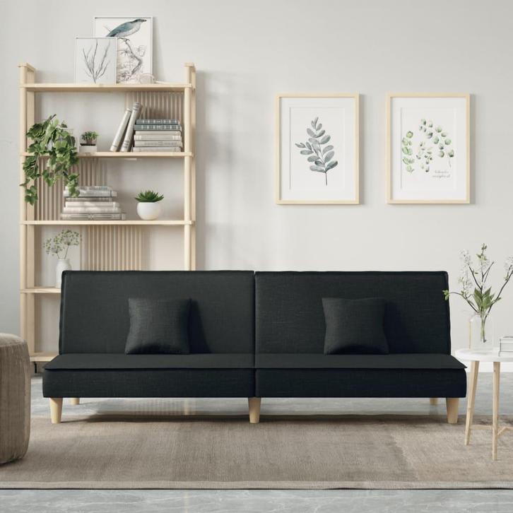 vidaXL Slaapbank stof zwart, Huis en Inrichting, Banken | Bankstellen, Nieuw, 200 tot 250 cm, Stof, Verzenden