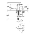 Wastafelkraan Grohe Wave Cosmopolitan S-size met Ketting, Doe-het-zelf en Verbouw, Sanitair, Ophalen of Verzenden, Nieuw