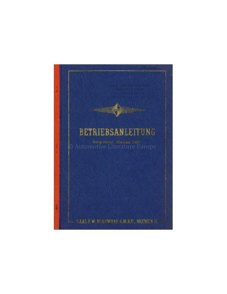 1950 BORGWARD HANSA 1500 INSTRUCTIEBOEKJE DUITS, Auto diversen, Handleidingen en Instructieboekjes