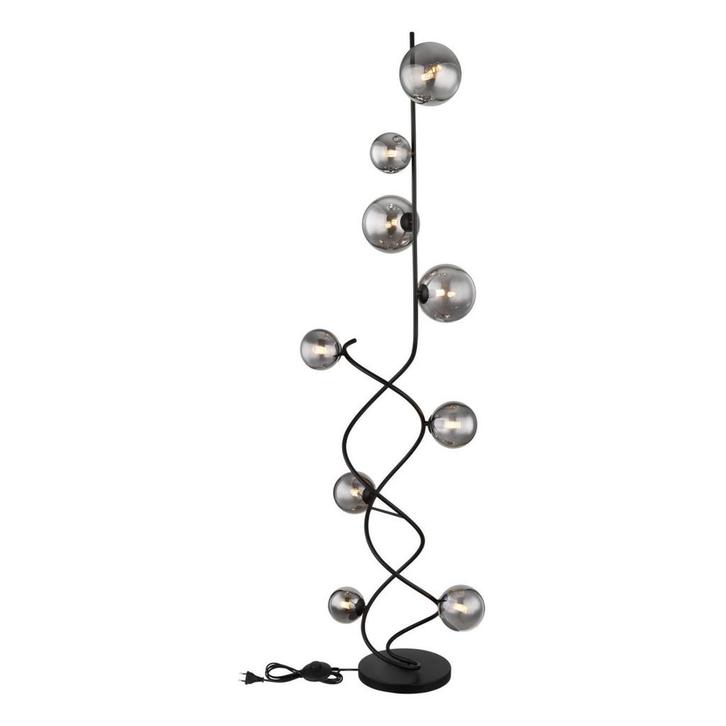 Vloerlamp RIHA Glas 162.0cm Matt zwart | Smoked G9 8-Lichts, Huis en Inrichting, Lampen | Vloerlampen, Nieuw, Metaal, 150 tot 200 cm