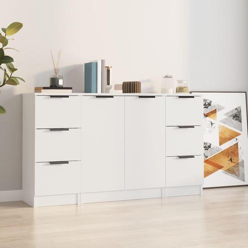 vidaXL Dressoirs 3 st bewerkt hout wit, Huis en Inrichting, Kasten | Dressoirs, 25 tot 50 cm, Nieuw, 50 tot 100 cm, Overige houtsoorten