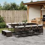 vidaXL 13-delige Tuinset met kussens poly rattan bruin, 2 zitplaatsen, Nieuw, Tuinset, Verzenden